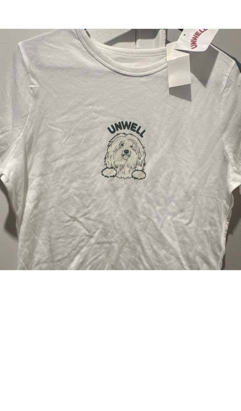 Unwell Dog Graphic T-Shirt White Size M
